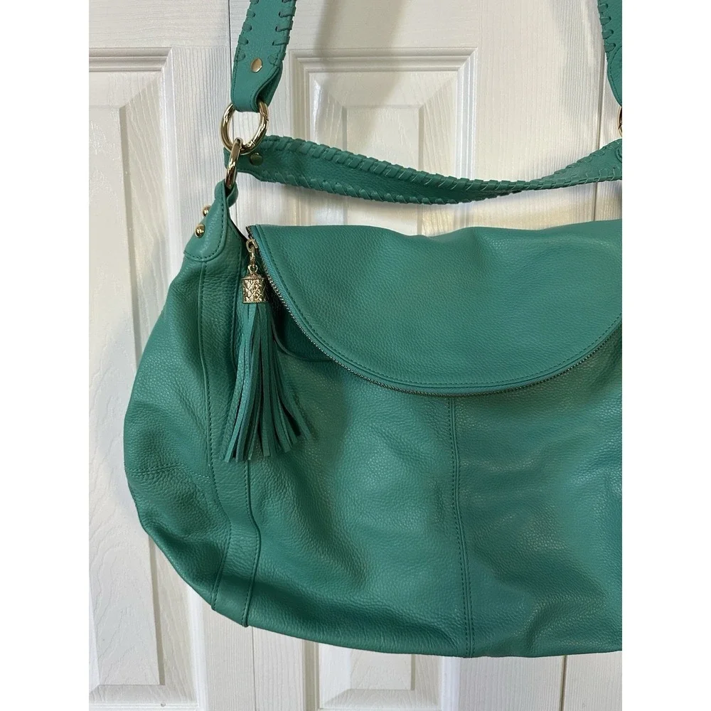 Onna Ehrlich Turquoise/Teal Leather Large Crossbody/Handheld  RETAIL $650